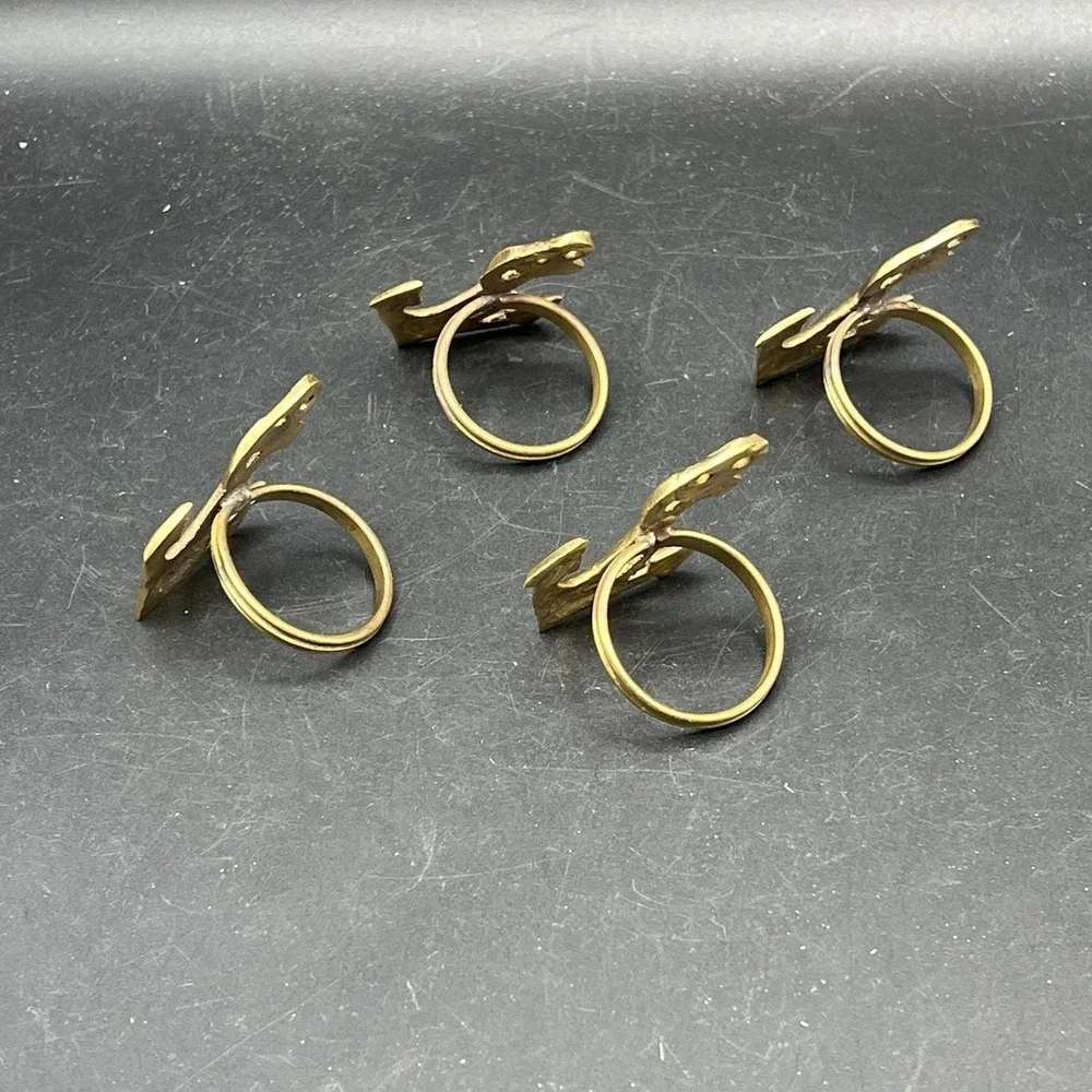 Vintage Solid Brass Nautical Napkin Rings Anchor Rope ~ Set Of 4